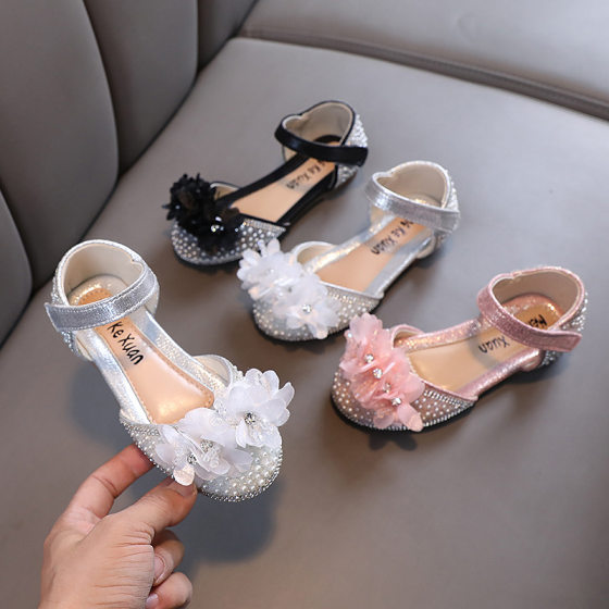 2024 Spring and Autumn New Lady baby girl girl princess diamond shoes leather shoes dance performance shoes