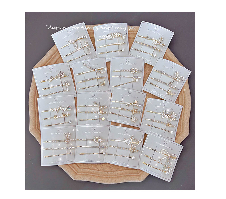 Alloy Material Women's Sweet Star Bow Knot Alloy Inlay Rhinestones Pearl Hair Clip