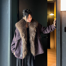 『逍遥派克』貉子毛领+90鹅绒内胆都可拆卸皮草羽绒派克服中长款