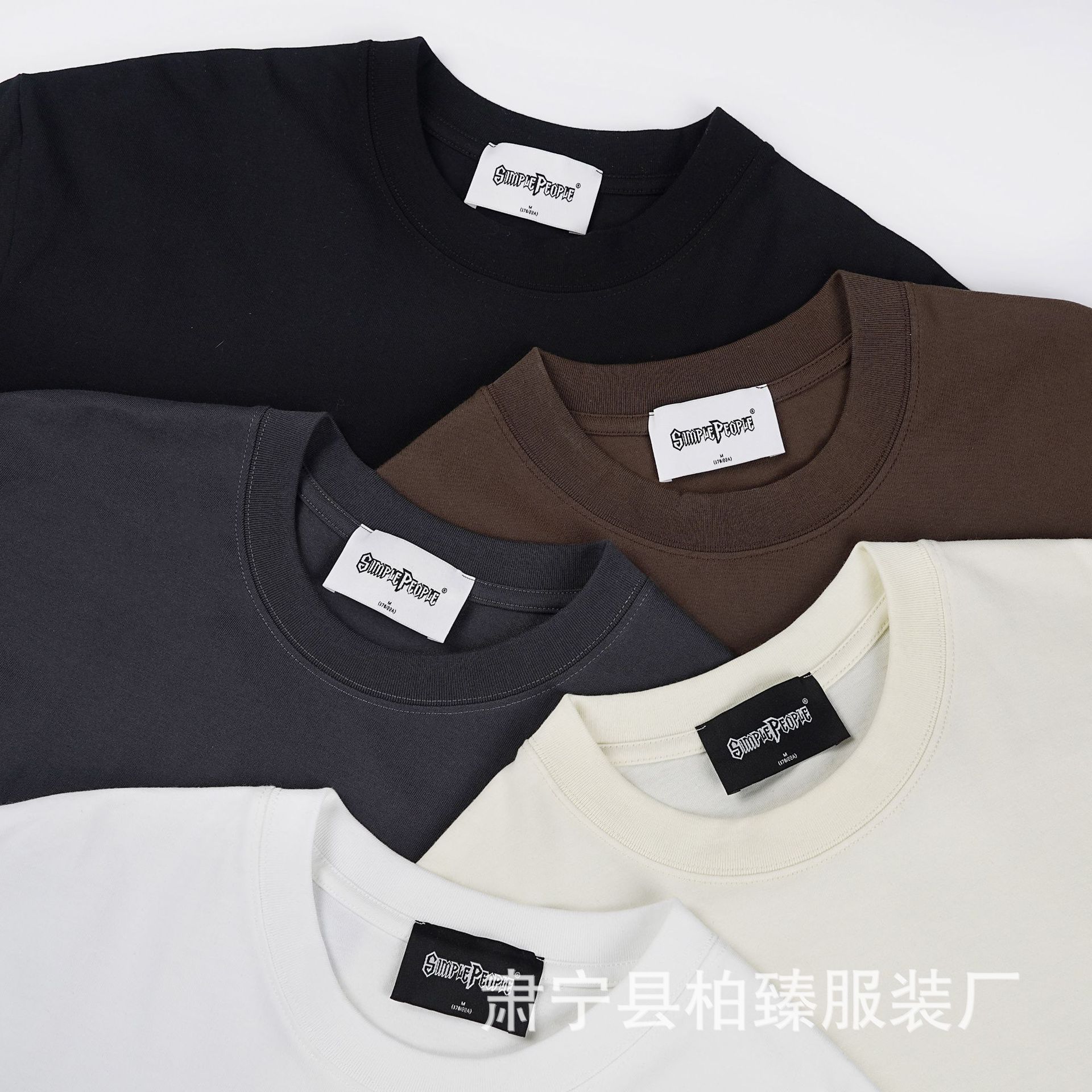 2023 nueva camiseta de los hombres de cuello redondo de color sólido de los hombres y las mismas mujeres de tres pruebas T manga corta caída hombro casual moda suelta top