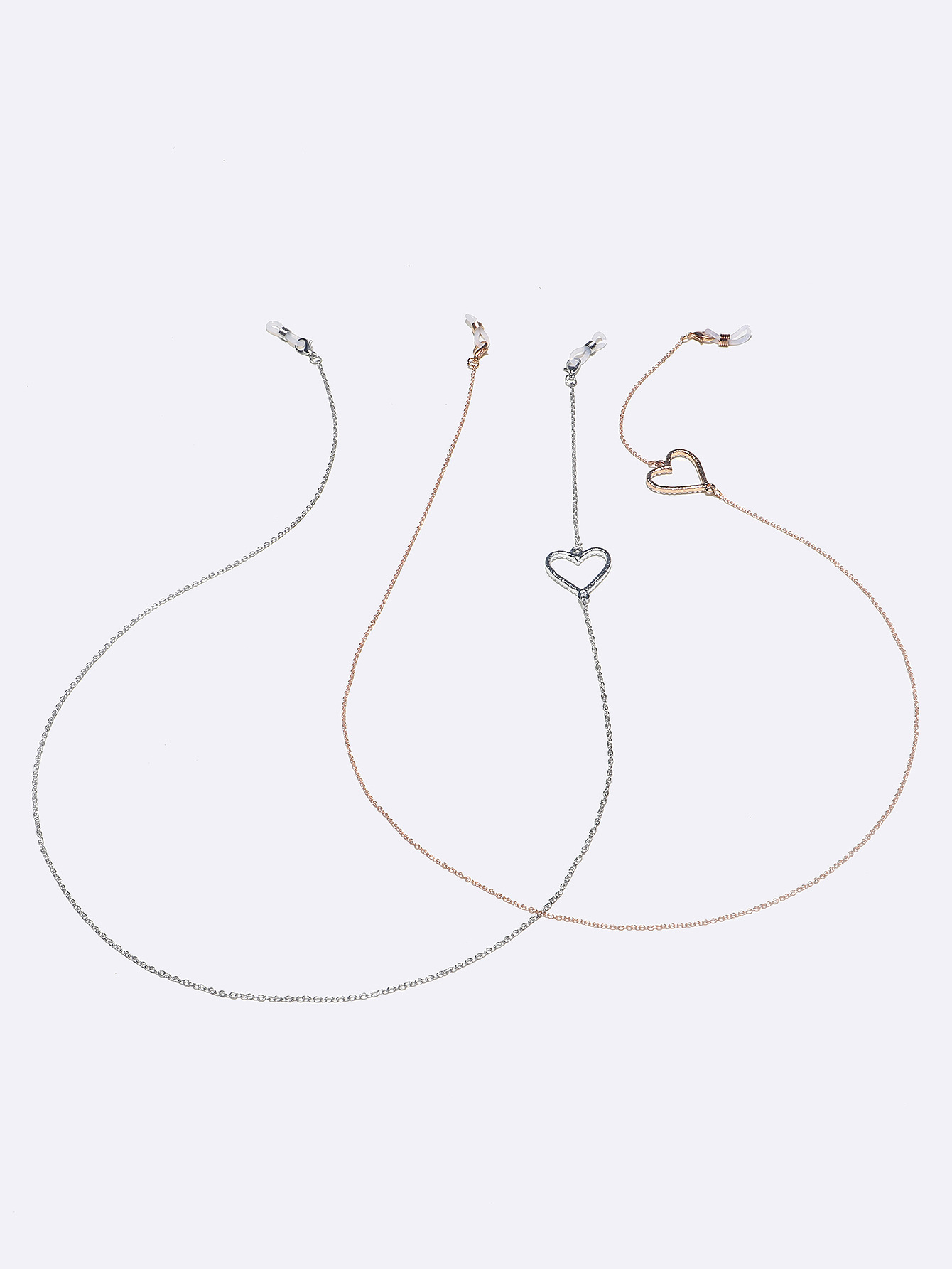 25g Weight Copper Material Two-piece Glasses Chain Peach Heart Pearl Glasses Rope Mask Chain 无
