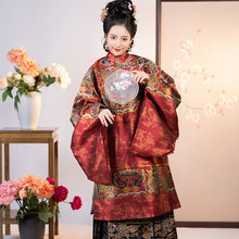 原创汉服女2026新款明制立领斜襟长袄织金妆花拜年情侣服婚服春秋