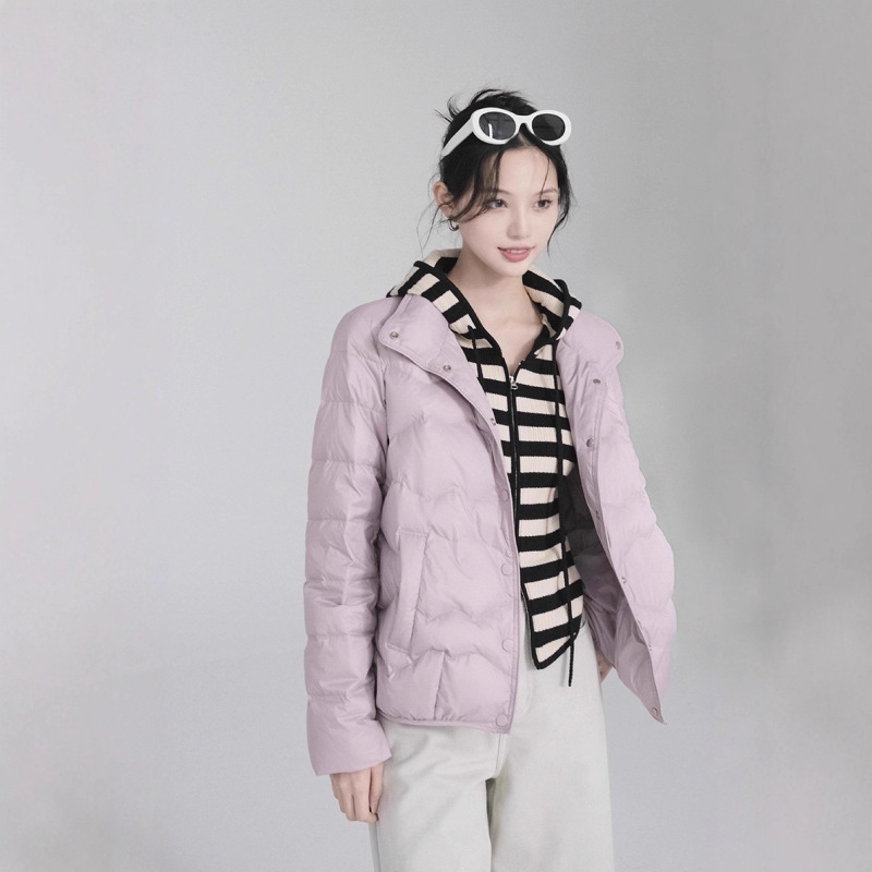 云朵轻暖！三星90白鸭绒立领泡芙羽绒服轻薄短款小个子冬季外套女|undefined