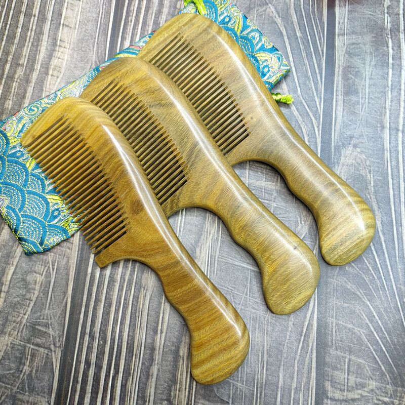 Jingxian Jingyi 19cm グリーンサンダルウッド全木製櫛メーカー卸売マッサージストレートヘアカーリングコーム無料ロゴクリエイティブコーム|undefined