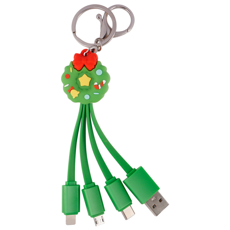 クリスマスデータケーブルかわいい携帯キーホルダークリスマス充電線少女心はアップルのアンドロイド携帯電話に適している|undefined