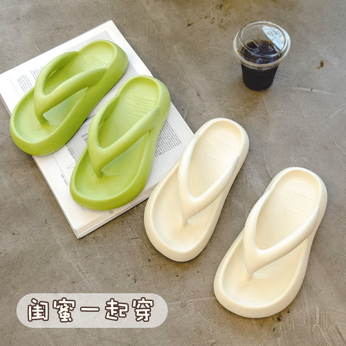 Women's Summer Solid Color Beach Outerwear Flip-Flops Thick-soled EVA Sandals for Home Summer Wholesale