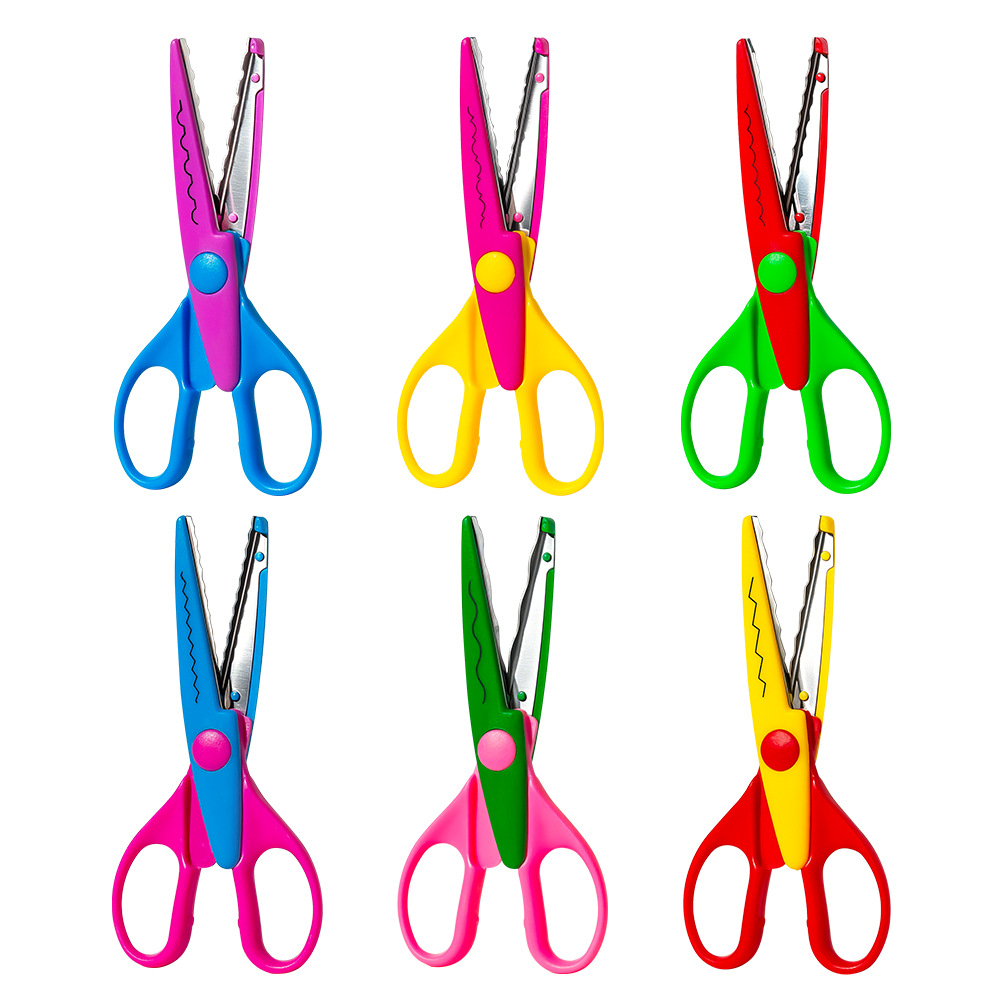 Tijeras de encaje de 6 pulgadas para comercio exterior, tijeras de seguridad para niños, tijeras de encaje creativas personalizadas para álbumes de fotos DIY.