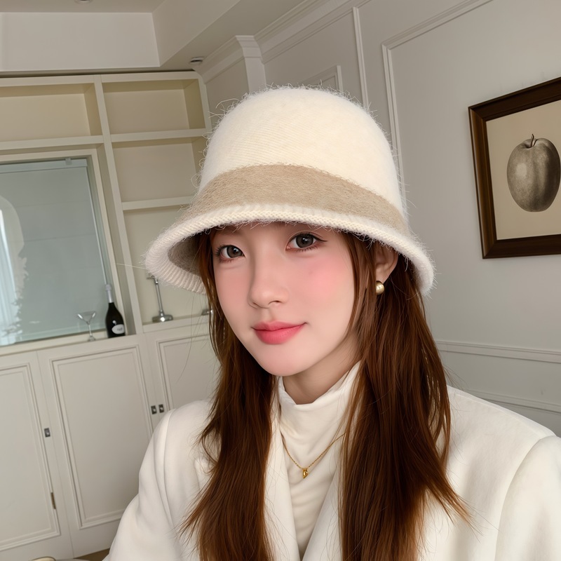 秋冬季韩版纯色针织包头帽百搭慵懒风套头帽子女显脸小护耳堆堆帽|undefined