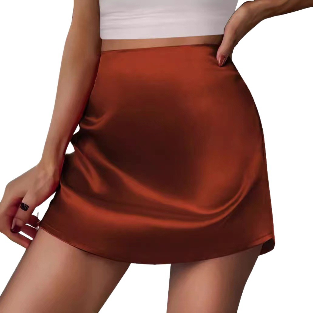 2026 New Women High Waist Satin Mini Skirt Chic A-line Zipper Short Skirt_ecoleips.com