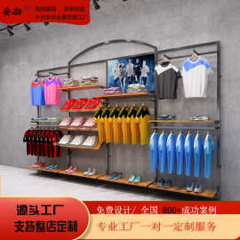 服装店展示架男装货架圆形铁管弧形休闲服饰店铺衣服架服装店专用
