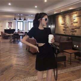 夏季韩版修身性感超短裙2021新款显瘦包臀露腰小心机连衣裙女批发