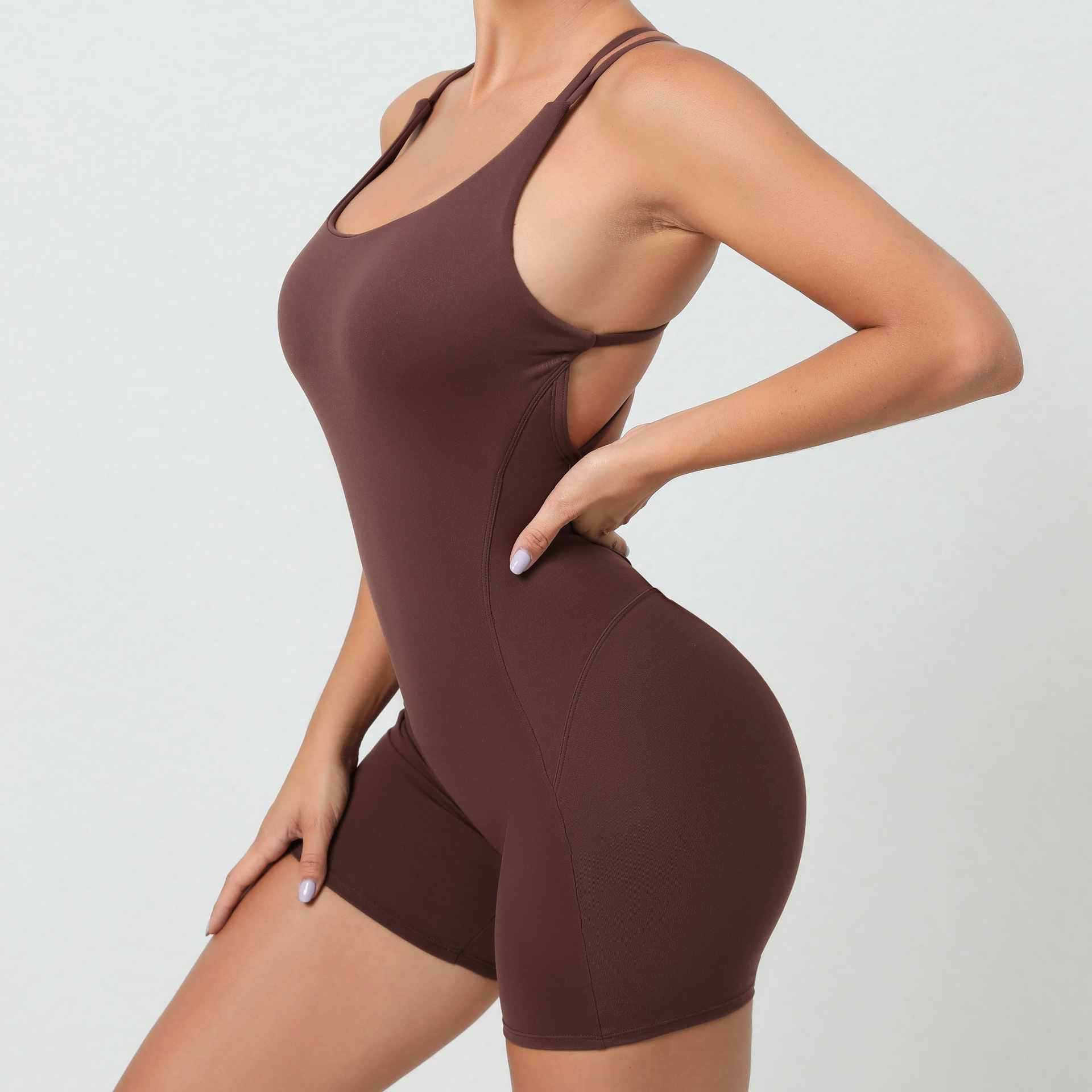 189g Weight Nylon, Cotton Blend Fabric Type Rompers Pants Type Fitness Occasion cross Pattern Summer Season Backless Design Sports Style Sports Cross Nylon Cotton Blend Backless Tracksuit Rompers 8