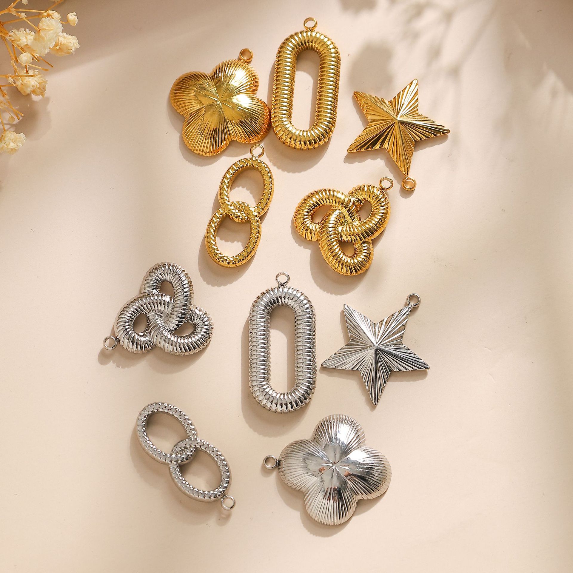 Pendant Jewelry Making Type DIY Jewelry Accessories Classification 1 Piece 304 Stainless Steel Four Leaf Clover Star Pendant