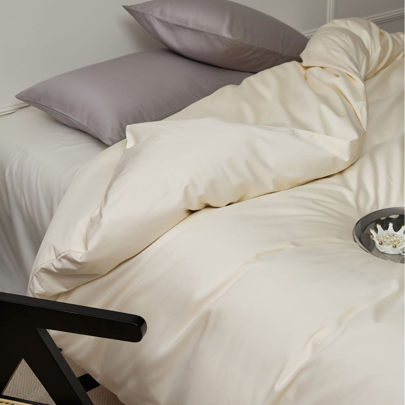 100 fundas de edredón individual de algodón de fibra larga, algodón de cuatro estaciones, color sólido, cama individual simple, funda de almohada individual, sábana de algodón puro