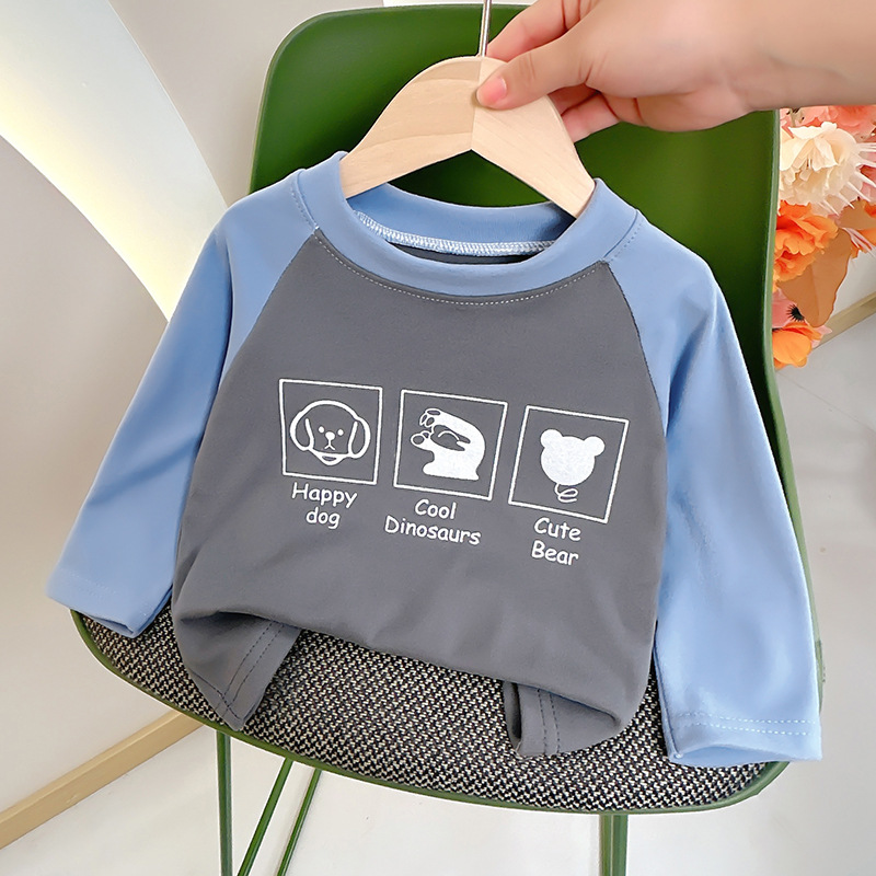 Camiseta de base para niños, chaqueta de otoño de manga larga, chaqueta de terciopelo caliente para niños de mediana edad, primavera, otoño, invierno, suéter, ropa infantil