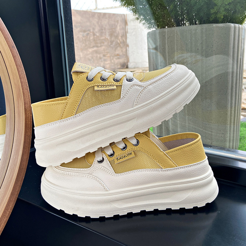 2025 nuevo verano ropa exterior suela gruesa realce los pequeños zapatos blancos mujer todo fósforo moda transpirable casual zapatillas deportivas marea
