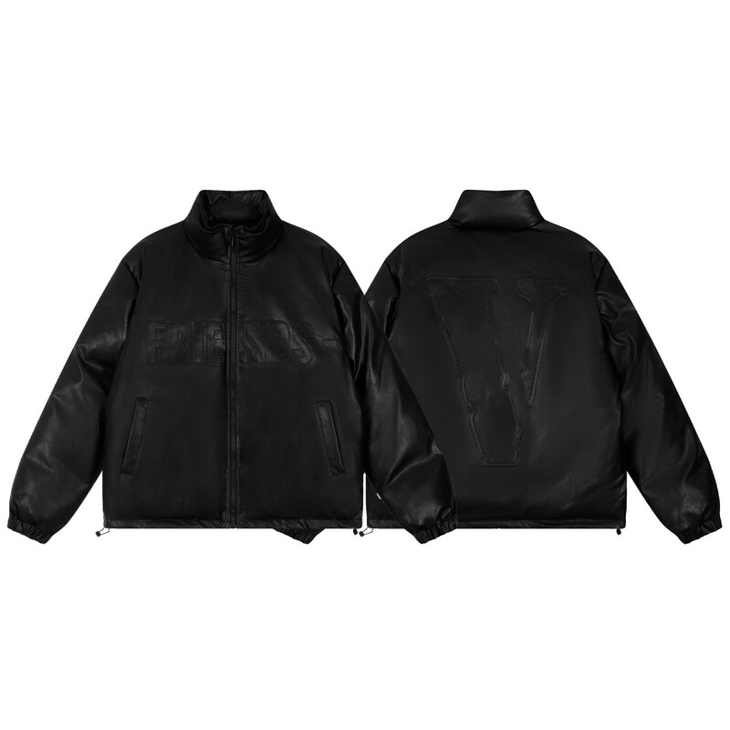 VLONE trendy retro Maillard leather jacket, American-style loose-fitting niche couple's biker jacket hoodie