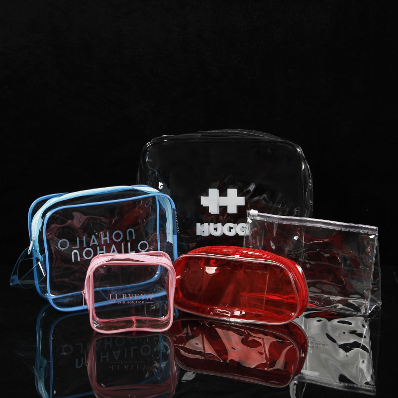 PVC立体布拉链袋透明软胶塑料化妆品包装袋立体包装袋制定骨条袋