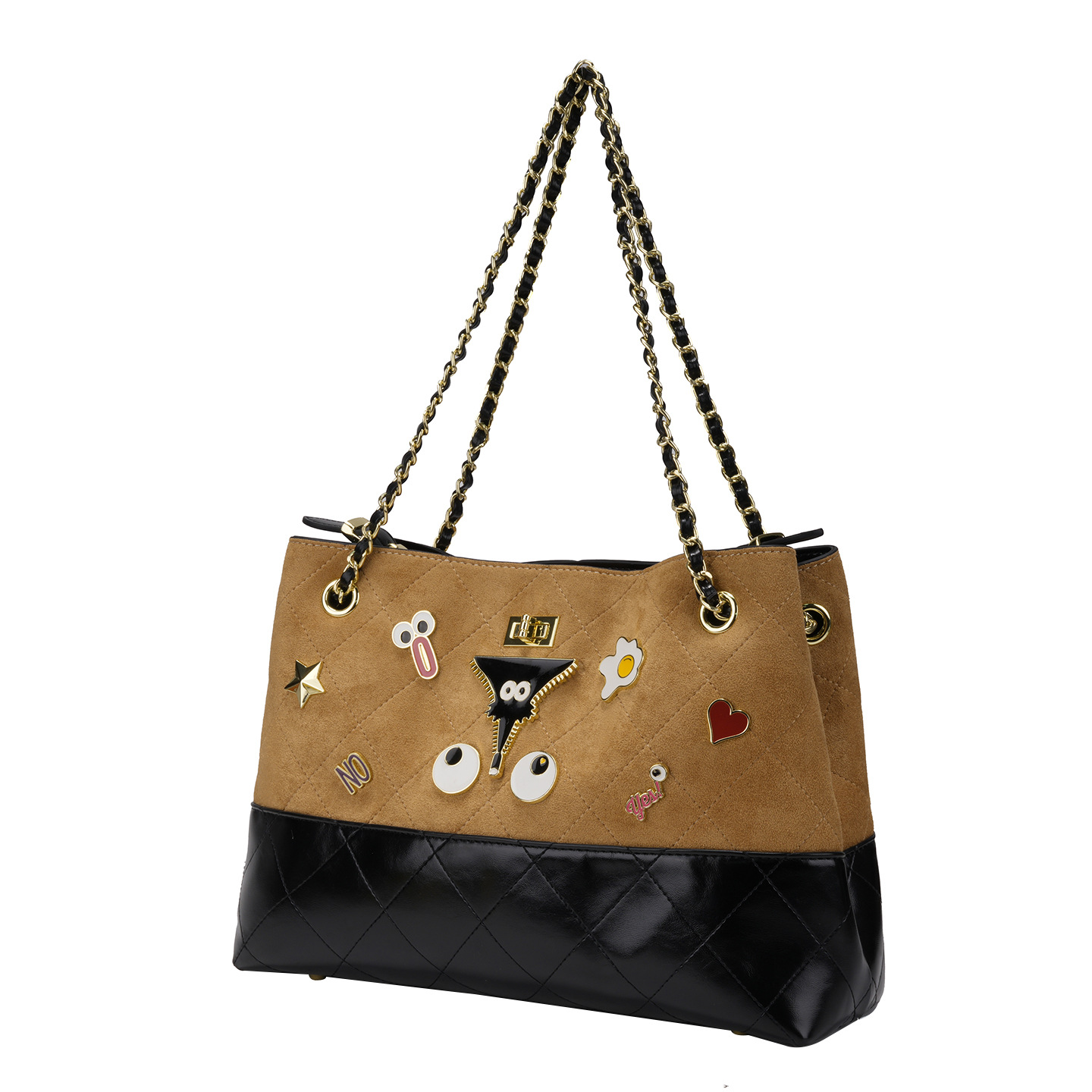 Bolsa de hombro de mujer de empalme de pelusa de contraste de color bolsas de cadena de moda casuales de gran capacidad bolsas de brazo 2882 #