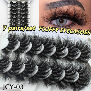 Explosive False Eyelashes Curled Thick Fluffy eyelashes7 Pair European and American Imitation Mink False Eyelashes