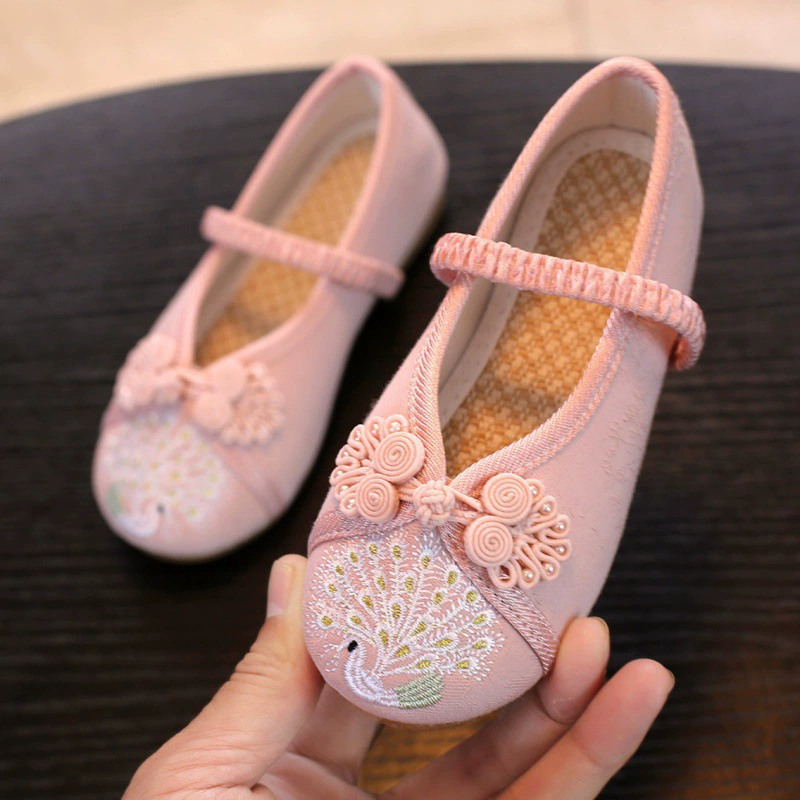 Туфли для девочек Hanfu Детская вышитая обувь на мягкой подошве