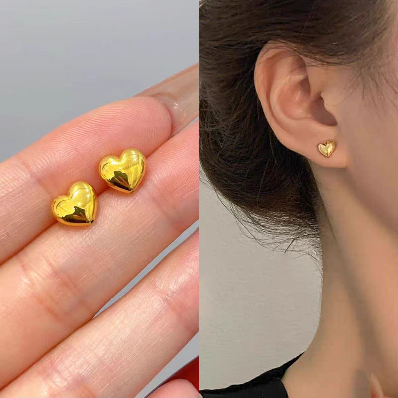 银针欧美夸张爱心蝴蝶结几何耳环金属风设计感耳钉新款个性耳饰女|undefined