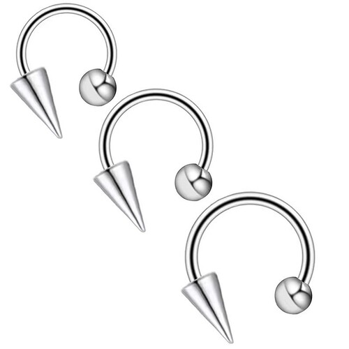 Minimalist Gothic Lip Ring, Western Style, Stainless Steel U-shaped Lip Ring, Horsehoe Rod Lip Clip, Pointed Cone C-Ring, Cross-border Accessory