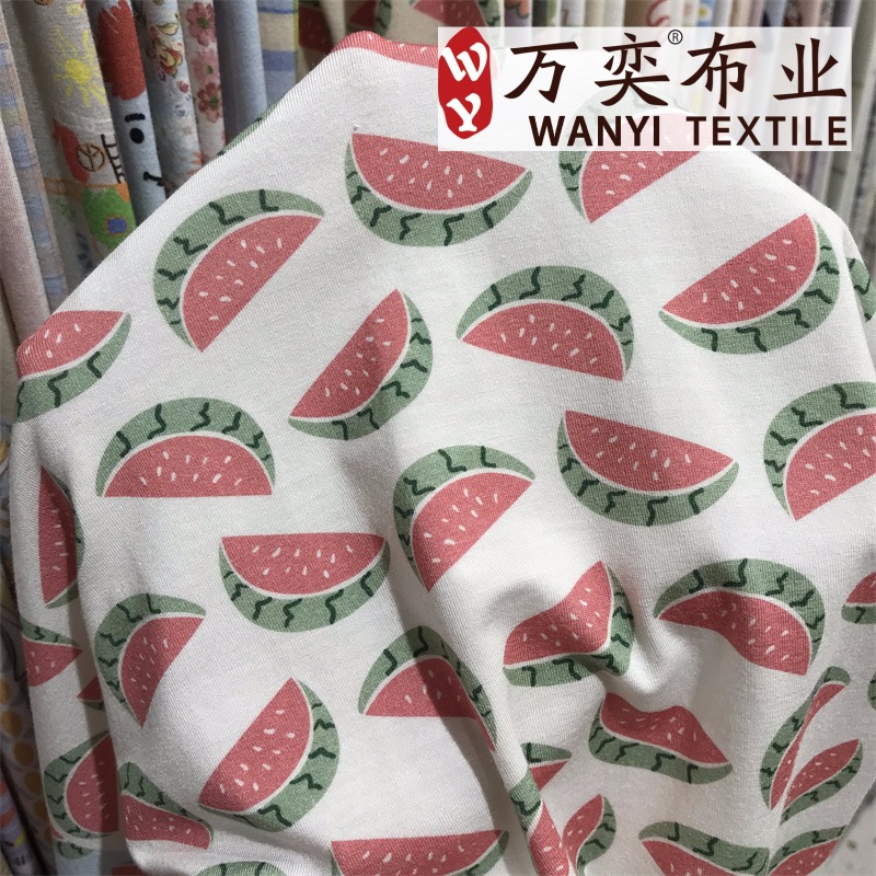 人棉春夏莫代尔面料 家居服 套装 T恤针织童装活性印花布