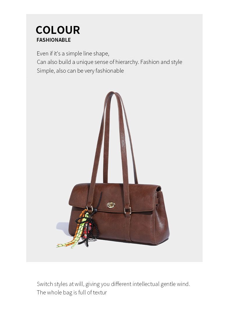 Grote capaciteit enkele schouder oksel met high-end gevoel, kralenhanger voor woon-werkverkeer, modieuze en veelzijdige handheld_voghion.com