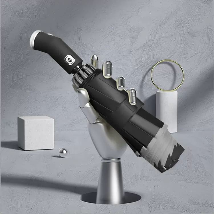 三折全自动汽车反向伞批发晴雨伞定制黑胶防晒折叠遮阳伞led灯伞