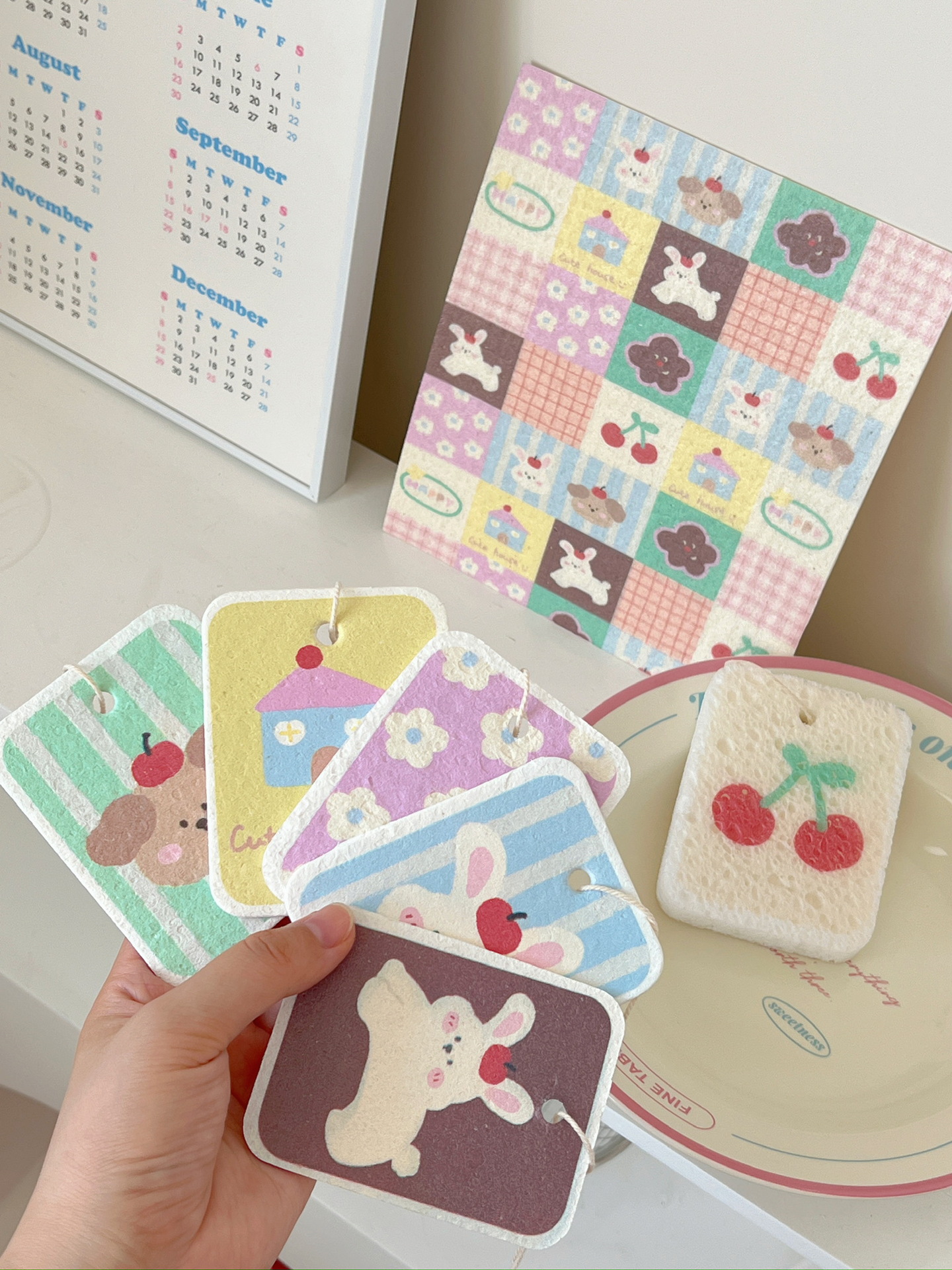 7g Weight Cleaning Cloths Kitchen and drinking utensils 1 Piece Quantity wood fiber Material Animal Pattern Unisex Gender Cute Style Cute Animal Wood Fiber Cleaning Cloths 1 Piece 1