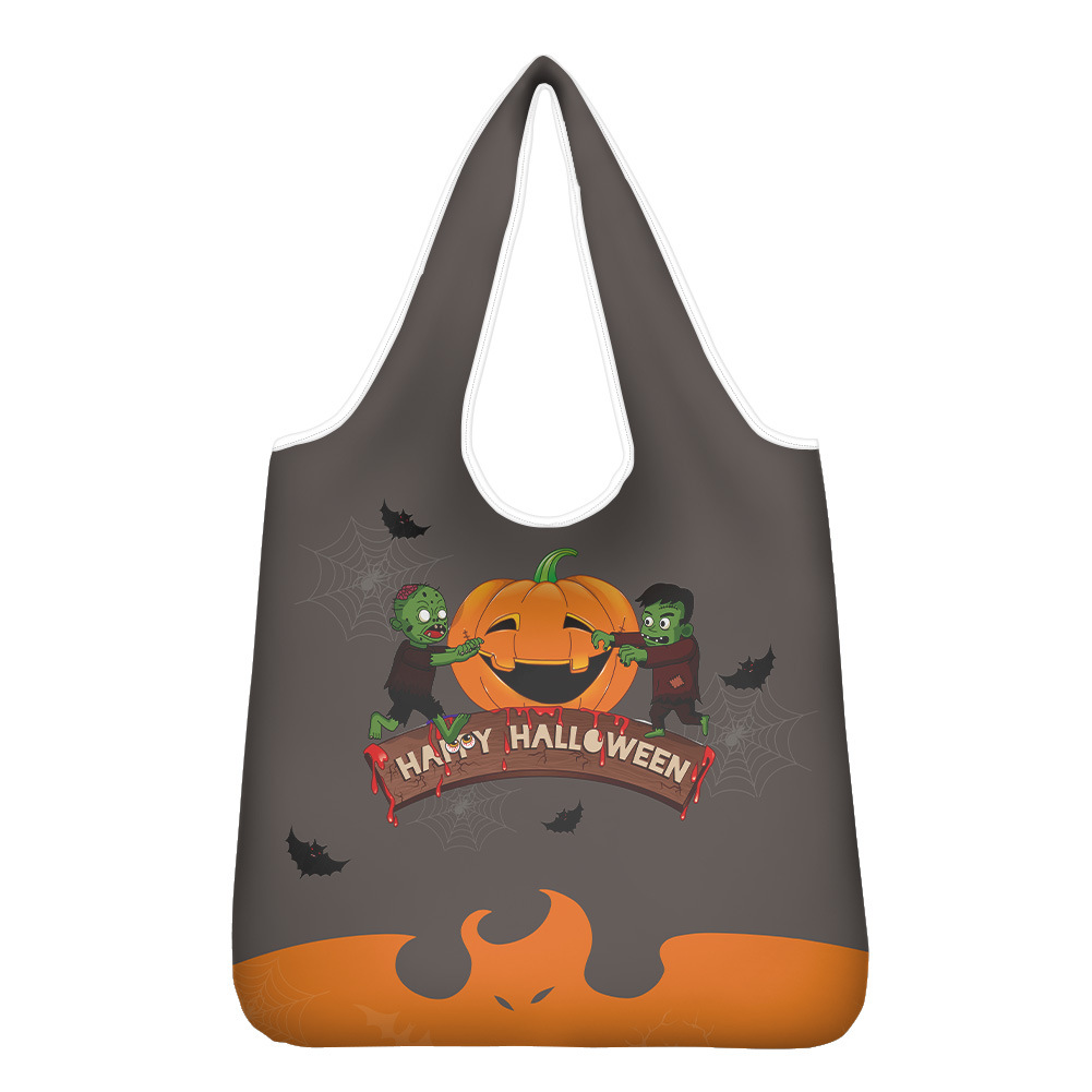 僵尸南瓜死神印花万圣派对节日热转印简约购物袋跨境可供一件代发