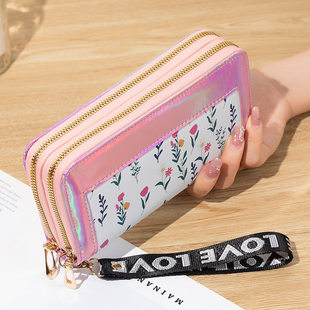 Long wallet, chain with zipper, capacious bag