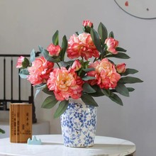 仿真复古牡丹花轻奢绢花客厅家居装饰摆放花卉芍药牡丹富贵牡丹