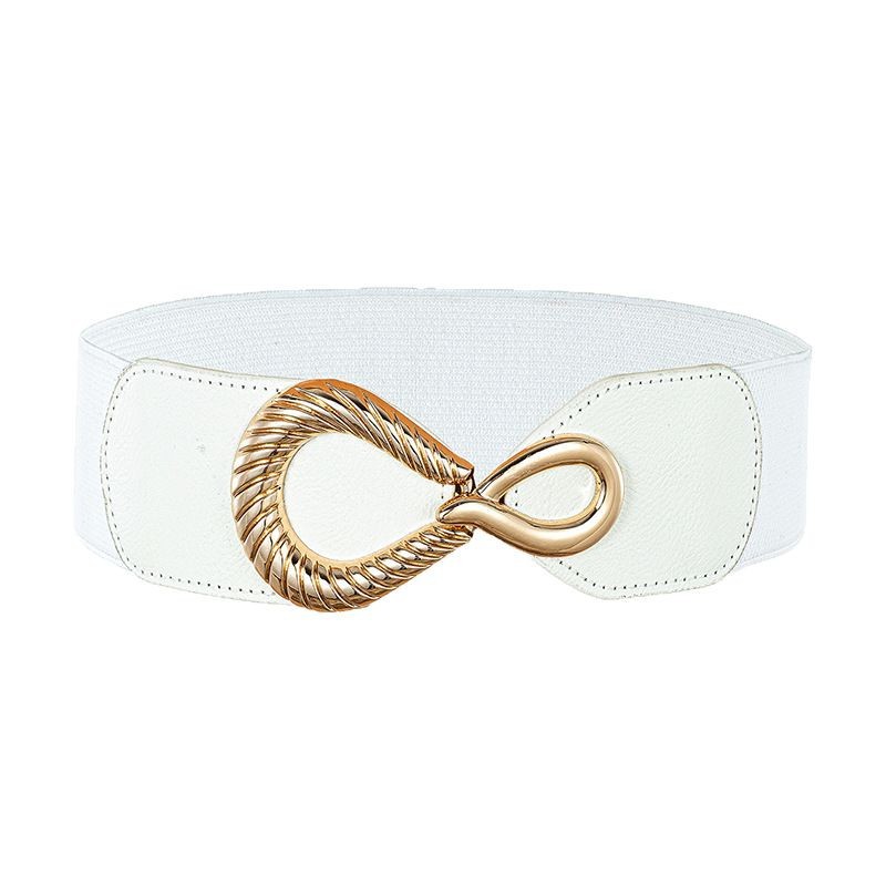 Cinturón Ancho Retro para Mujer de Tela Tejida, Elástico, para Falda y Vestido