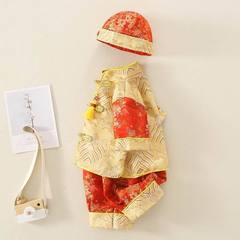 Baby Summer Birthday Celebration Traditional Tang Suit Dress Chinese Style Hanfu Clothing for 100 Days and 100 Years Newborn