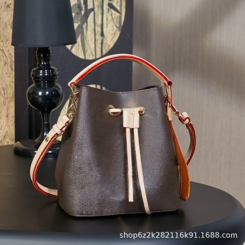 M&Lv Donkey Old Flower High Version Medium Bucket Bb Women's Bucket Bag Shoulder Bag Crossbody Bag Handbag