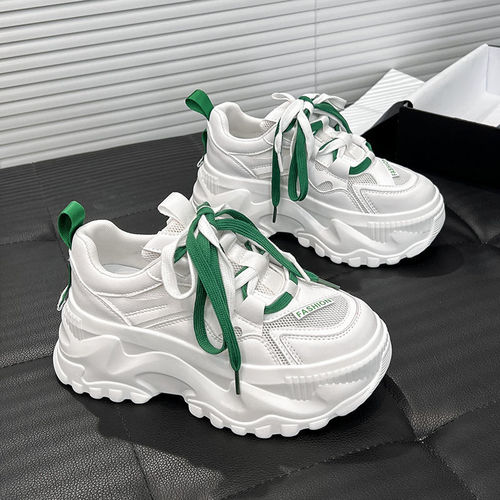 Mesh thick-soled dad shoes for women ins trendy and versatile street-increasing platform sneakers for women  new white shoes