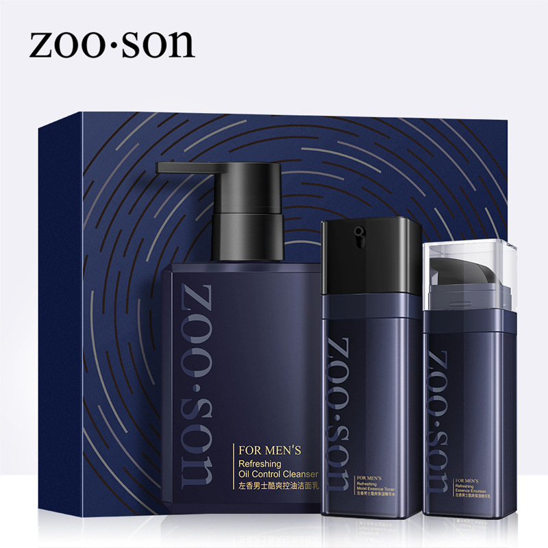 Zuoxiang Men Cool Skin Care Set, hidratante, refrescante, control de aceite, mejora la belleza de la piel, cuidado de la piel para hombres