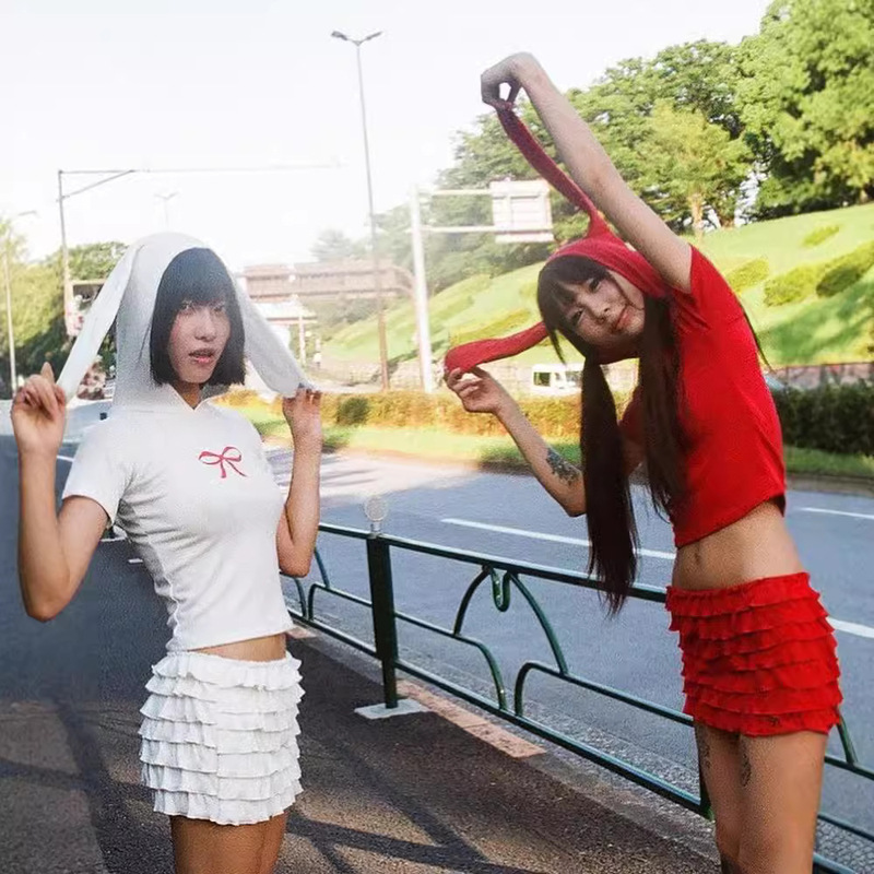 European and American Foreign Trade European Summer New Women's Fashion Navel Sexy Spice Girls T-shirt Slim-fit Low Waist Hooded Top