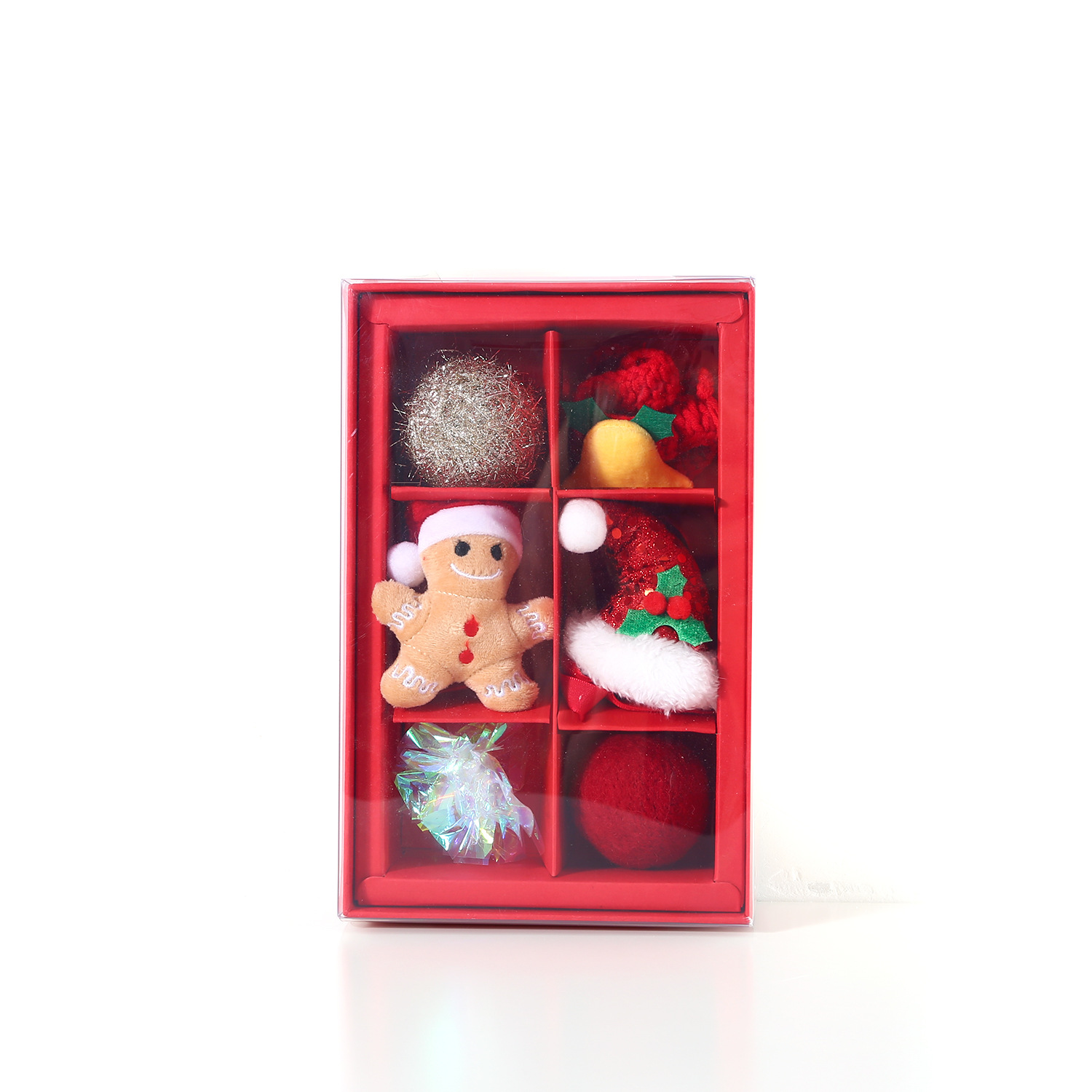 2023 gato de Navidad caja de regalo de juguete sombrero de bola de lana de punto campana de lana bola decoración para mascotas traje