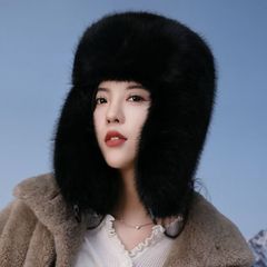 女性の厚く暖かい防風模造毛皮の豪華な帽子耳保護雪帽子冬暖かい顔見せ小さな雷峰帽子