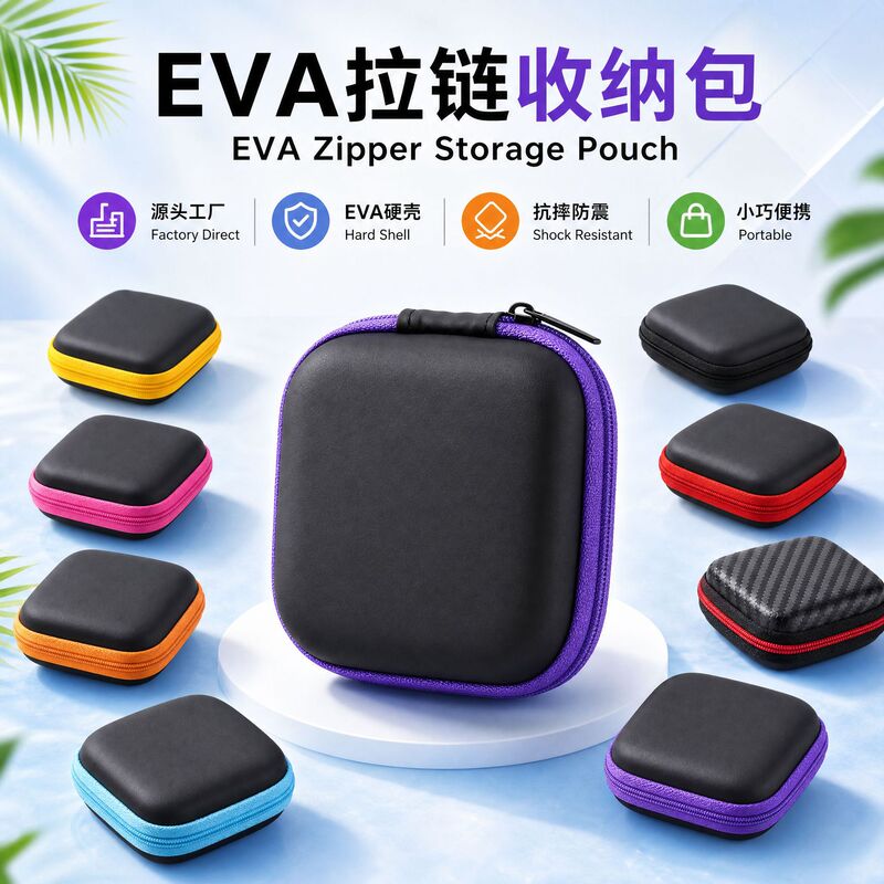 Bluetooth Earphone Bags in Various Colors, Data Cable Storage Bags, Eva Earphone Bags, Square Zipper Storage Bags