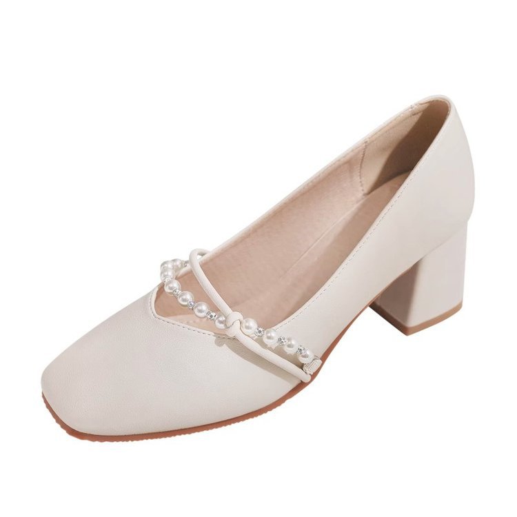 Zapatos de tacones altos de alta calidad para mujeres 2025, nuevos zapatos de estilo extranjero, zapatos de cuero rojos, zapatos de talón grueso con falda