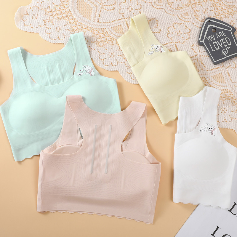 Ice Silk Vest Anti-Hunchback Support Seamless Comfortable Breathable Wire-Free Underwear Development Period Junior High School Bra