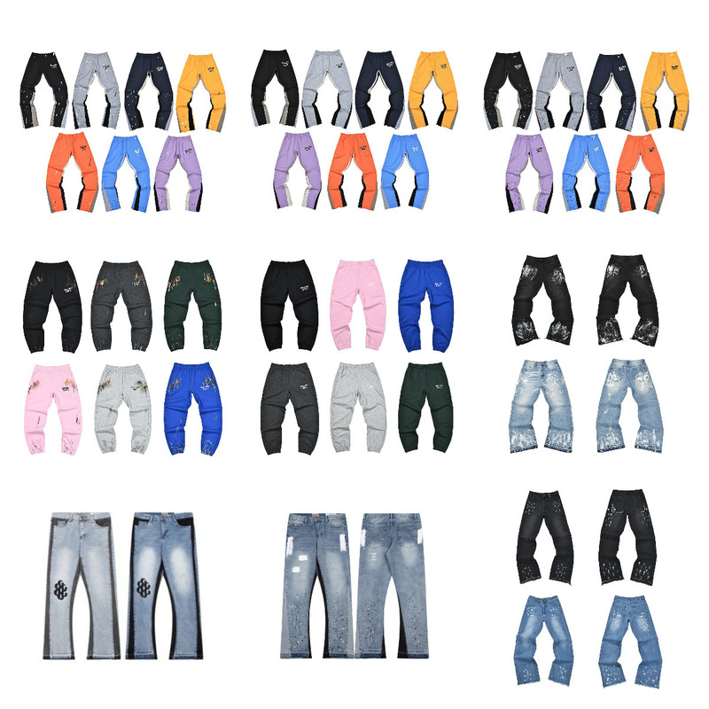Cross-Border Wholesale Ga Splash-Ink Jeans Camouflage Patchwork Casual Jogger Pants Sweatpants