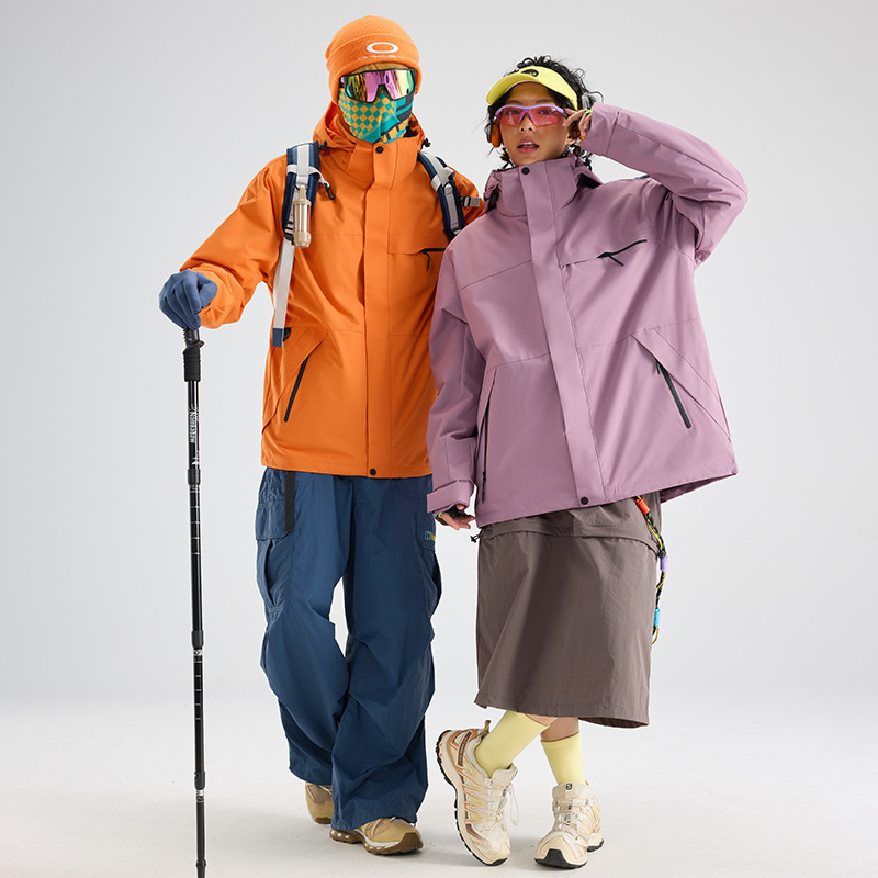 Jacket Three-In-One Men's and Women's Winter Two-Piece Set Detachable Windproof Waterproof Warm Thickeneded Ski Overalls Jacket Three-In-One Men's and Women's Winter Two-Piece Set Detachable Windproof Waterproof Warm Thickeneded Ski Overalls