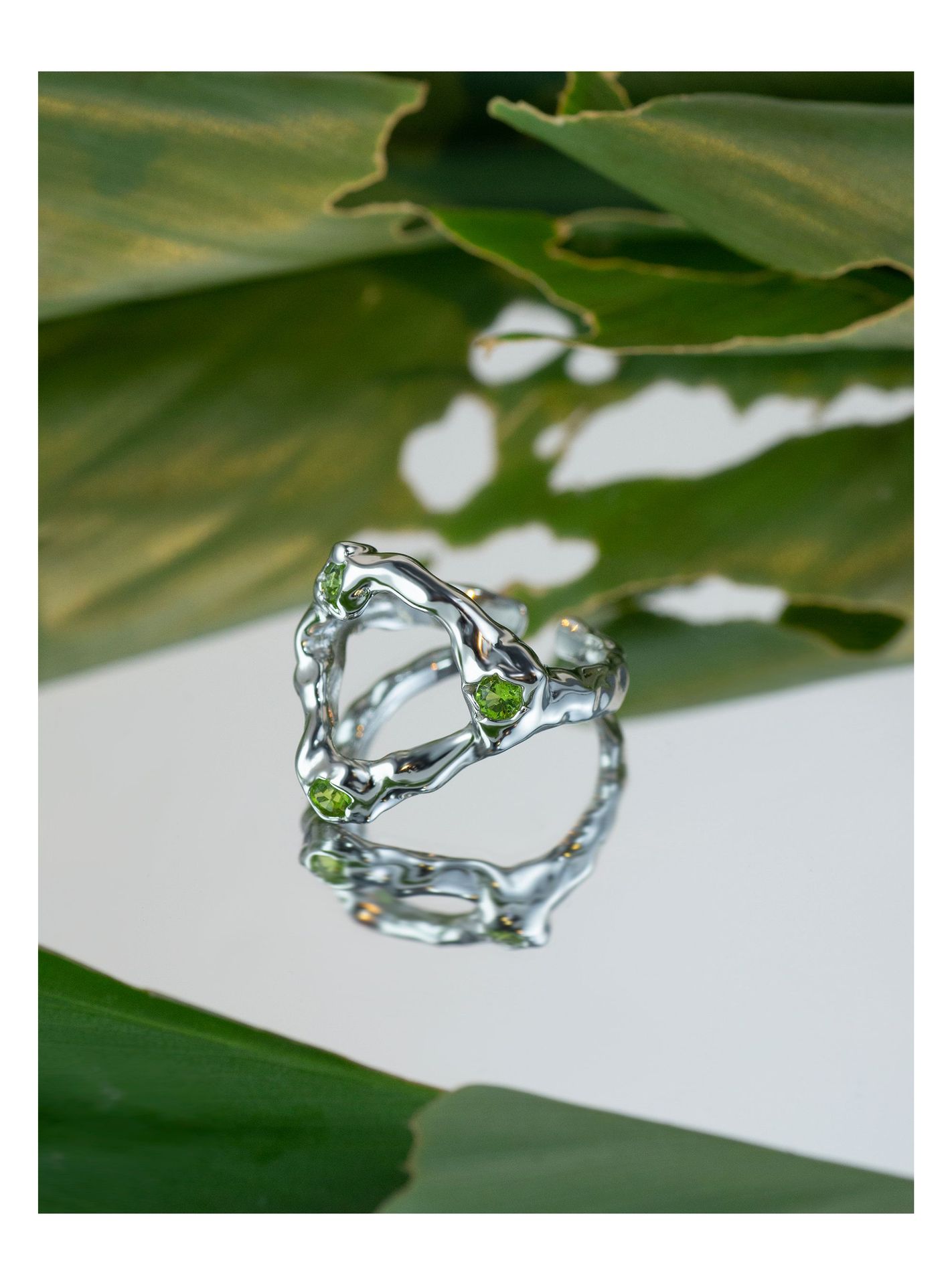 INS Style Geometric Copper Plating Zircon Rings 1 Piece