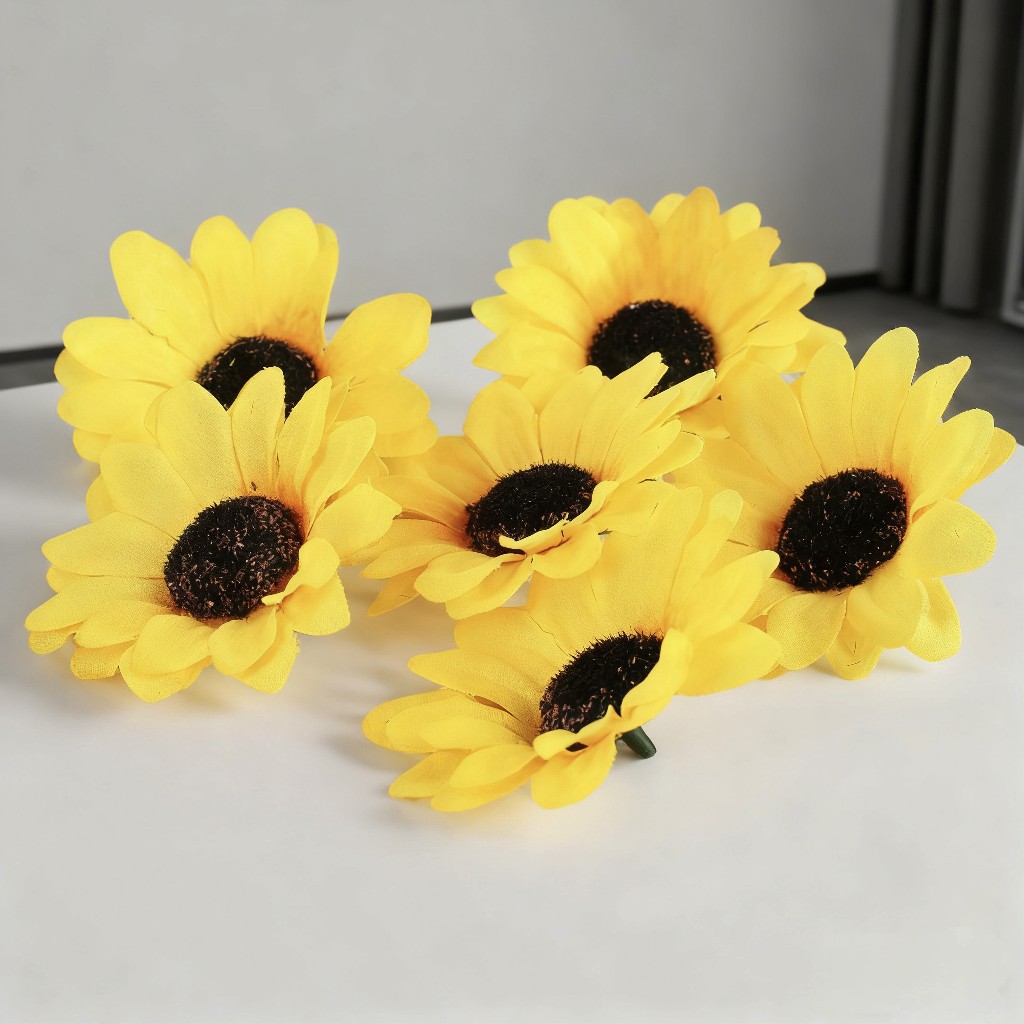 Wholesale DIY Sunflowers Silk Flowers Fabric Flowers Artificial Flower Heads 7cm Realistic Flowers Home Decoration