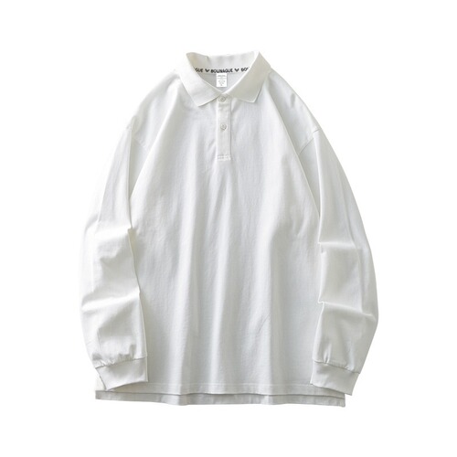 Heavyweight Pure Cotton Polo Shirt Men's Long Sleeve Spring and Autumn Season New Color Solid Base Shirt Casual Loose Collar Sweatshirt Men